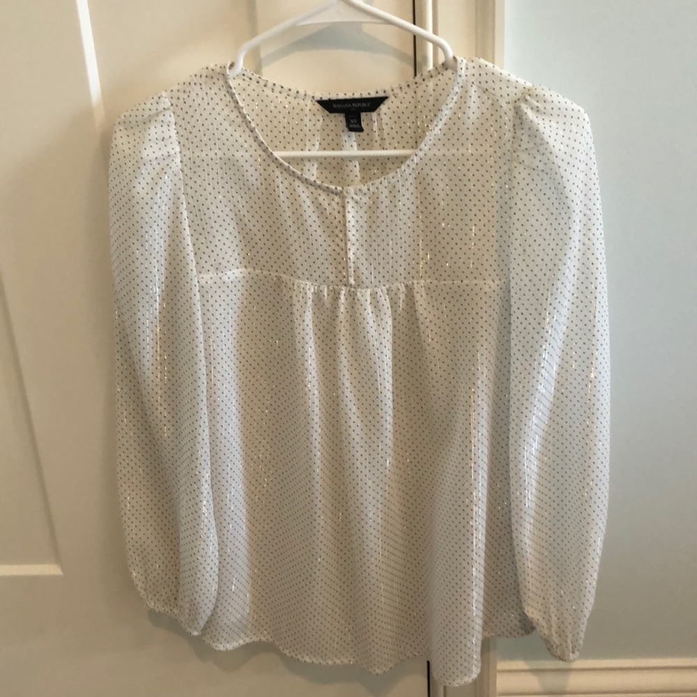 Banana Republic White Shimmer Blouse